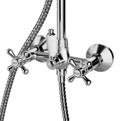 GoodHome Colonne de douche avec mélangeur mécanique + douchette + flexible + barre réglable, chrome, Etel