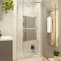 GoodHome Colonne de douche avec mélangeur mécanique + douchette + flexible + barre réglable, chrome, Etel