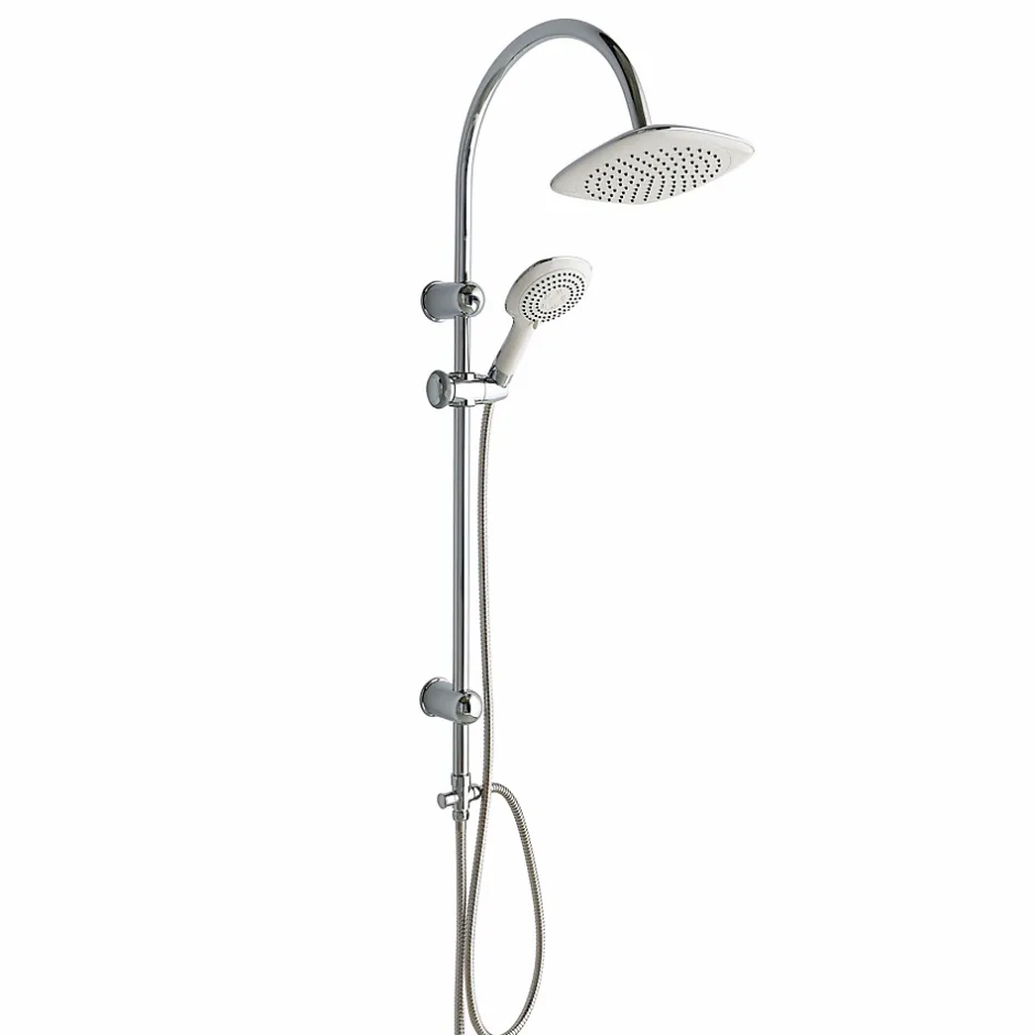 Kiamami Valentina Colonne De Douche Avec Pommeau Fixe Et Douchette De Forme Carrée* Pommeau De Douche, Flexible Et Barre De Douche