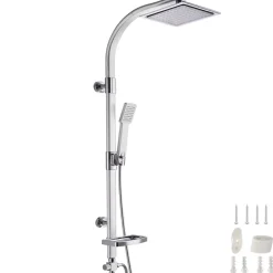 Tectake Colonne de douche avec porte savon aspect Chrome gris* Colonne De Douche Encastrable