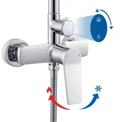 Auralum Max Colonne de Douche avec Robinetterie , Ensemble de Douche avec pommeau + douchette + flexible