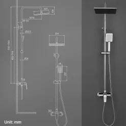 Auralum Max Colonne de Douche avec Robinetterie , Ensemble de Douche avec pommeau + douchette + flexible