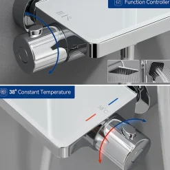 Lohneo Max Colonne de Douche avec Robinetterie Thermostatique Lonheo max Ensemble de Douche avec Etagère, Douchette 3 jets* Colonne De Douche Thermostatique