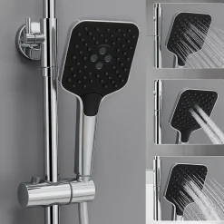 Lohneo Max Colonne de Douche avec Robinetterie Thermostatique Lonheo max Ensemble de Douche avec Etagère, Douchette 3 jets* Colonne De Douche Thermostatique