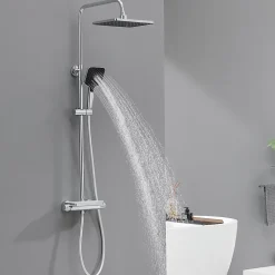 Lohneo Max Colonne de Douche avec Robinetterie Thermostatique Lonheo max Ensemble de Douche avec Etagère, Douchette 3 jets* Colonne De Douche Thermostatique