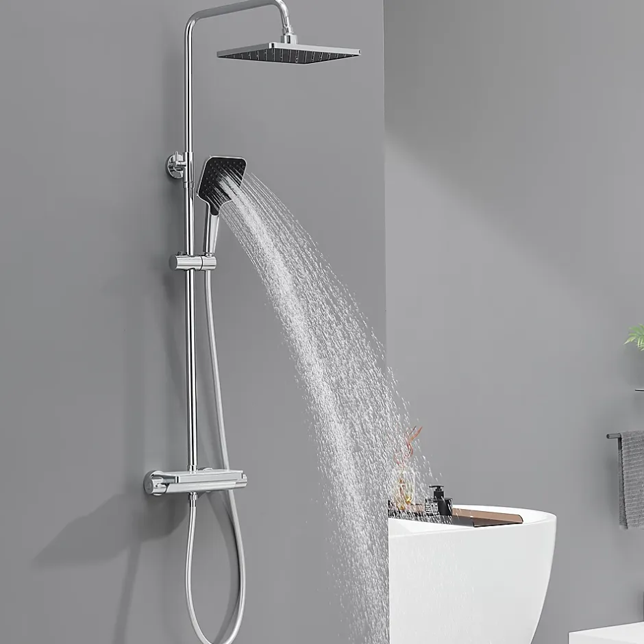 Lohneo Max Colonne de Douche avec Robinetterie Thermostatique Lonheo max Ensemble de Douche avec Etagère, Douchette 3 jets* Colonne De Douche Thermostatique