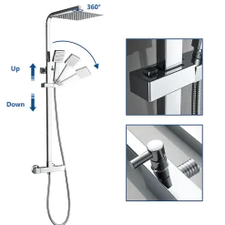 Auralum Max Colonne de Douche avec Robinetterie Thermostatique, Ensemble de Douche avec pommeau + douchette + flexible* Colonne De Douche Thermostatique