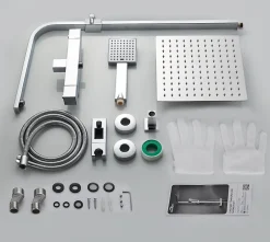 Auralum Max Colonne de Douche avec Robinetterie Thermostatique, Ensemble de Douche avec pommeau + douchette + flexible* Colonne De Douche Thermostatique