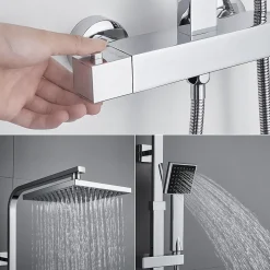 Auralum Max Colonne de Douche avec Robinetterie Thermostatique, Ensemble de Douche avec pommeau + douchette