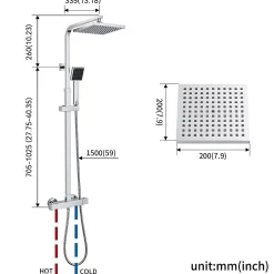 Auralum Max Colonne de Douche avec Robinetterie Thermostatique, Ensemble de Douche avec pommeau + douchette
