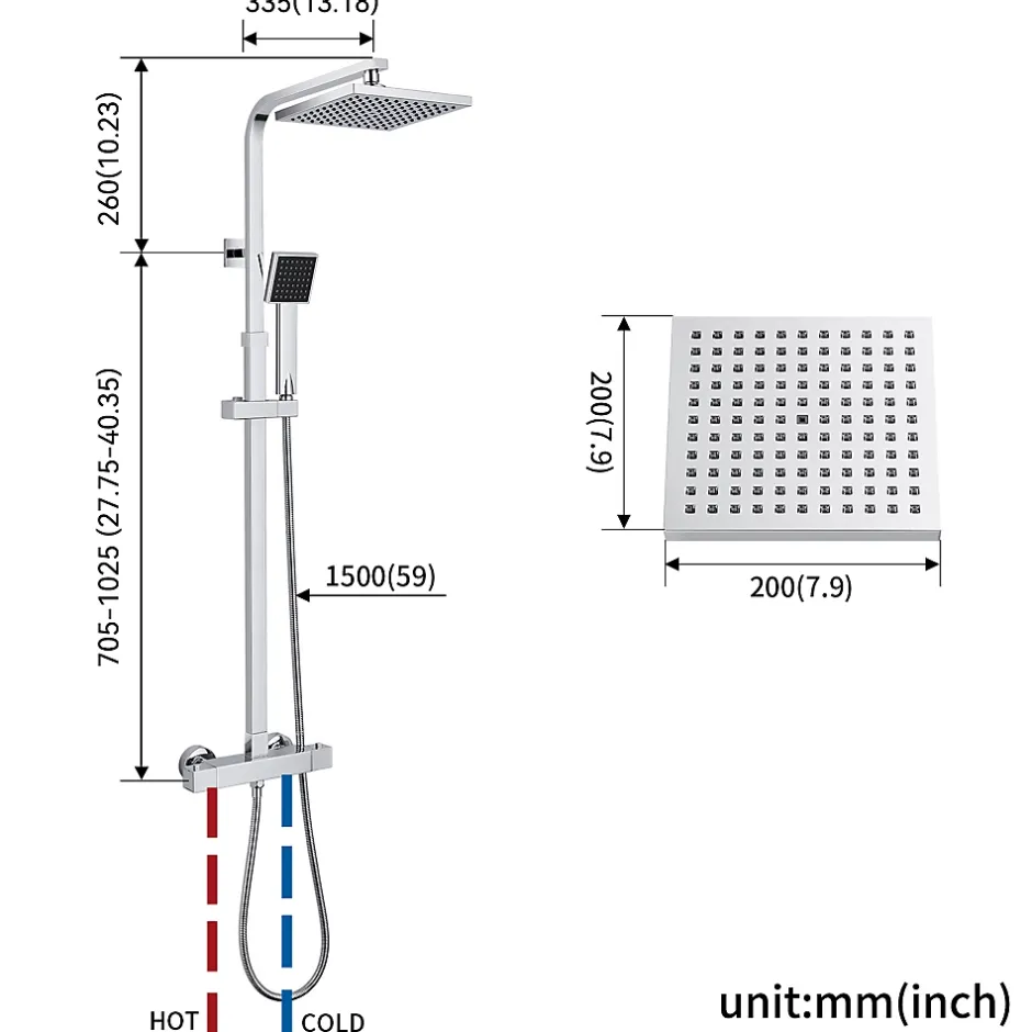 Auralum Max Colonne de Douche avec Robinetterie Thermostatique, Ensemble de Douche avec pommeau + douchette