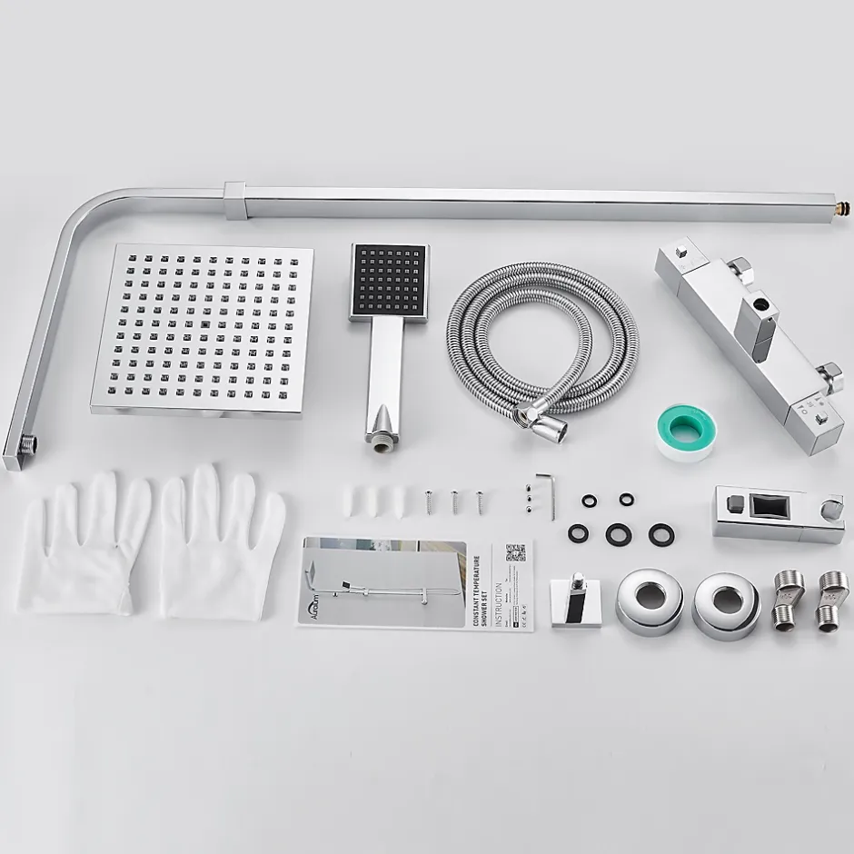 Auralum Max Colonne de Douche avec Robinetterie Thermostatique, Ensemble de Douche avec pommeau + douchette