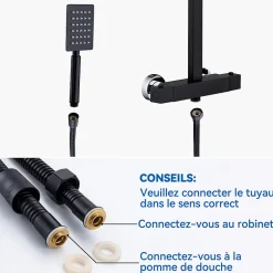 Auralum Max Colonne de Douche avec Robinetterie Thermostatique, Ensemble de Douche avec pommeau + douchette