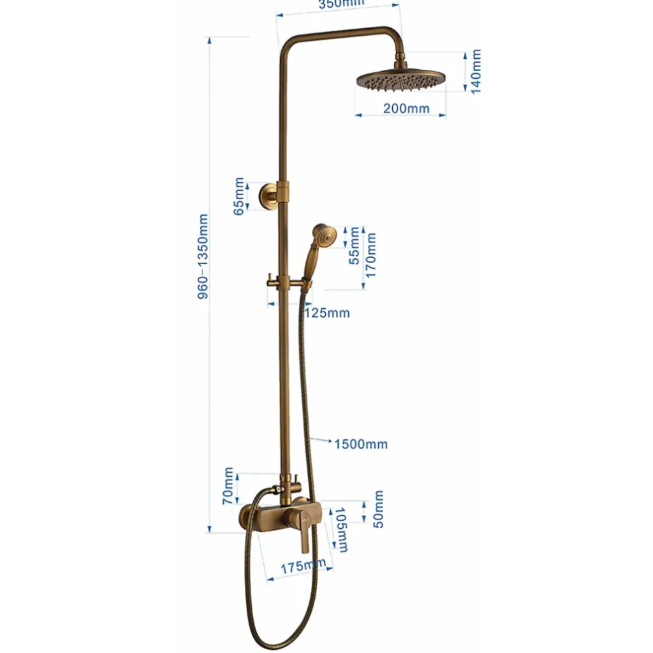 Auralum Max Colonne de Douche avec Robinetterie , Ensemble de Douche avec pommeau + douchette + barre réglable, bronze brossé* Colonne De Douche Mécanique