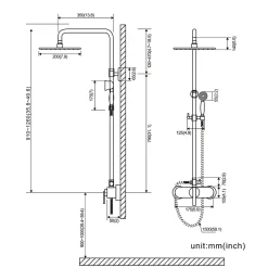 Auralum Max Colonne de Douche avec Robinetterie , Ensemble de Douche avec pommeau + douchette + barre réglable, bronze brossé* Colonne De Douche Mécanique
