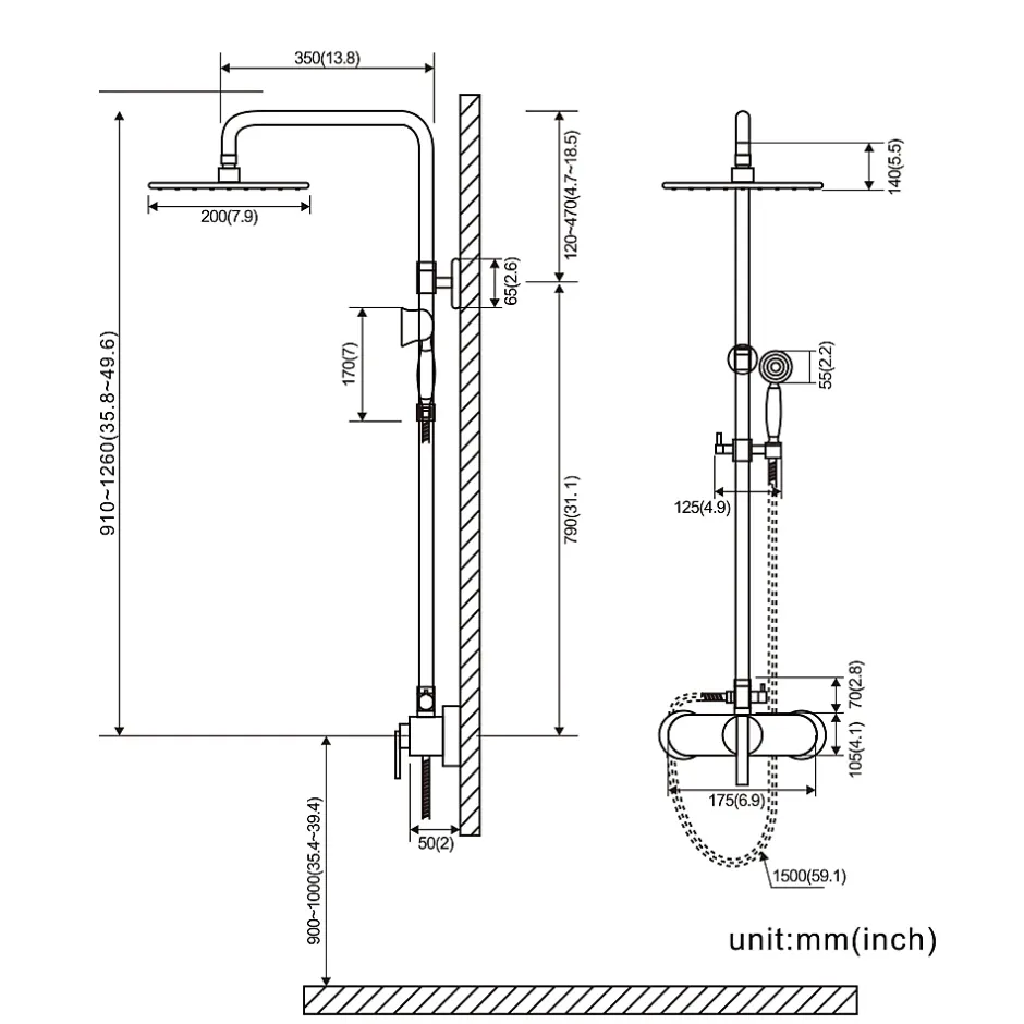 Auralum Max Colonne de Douche avec Robinetterie , Ensemble de Douche avec pommeau + douchette + barre réglable, bronze brossé* Colonne De Douche Mécanique