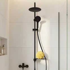 Colonne de douche avec étagère noire