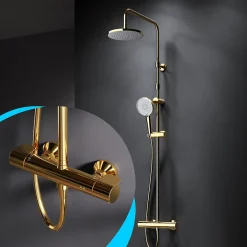 Am.Pm Europe Colonne de douche baignoire thermostatique Système de douche avec mitigeur thermostatique, doré, F07XA499 X-Joy AM.PM