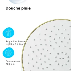 Am.Pm Europe Colonne de douche baignoire thermostatique Système de douche avec mitigeur thermostatique, doré, F07XA499 X-Joy AM.PM