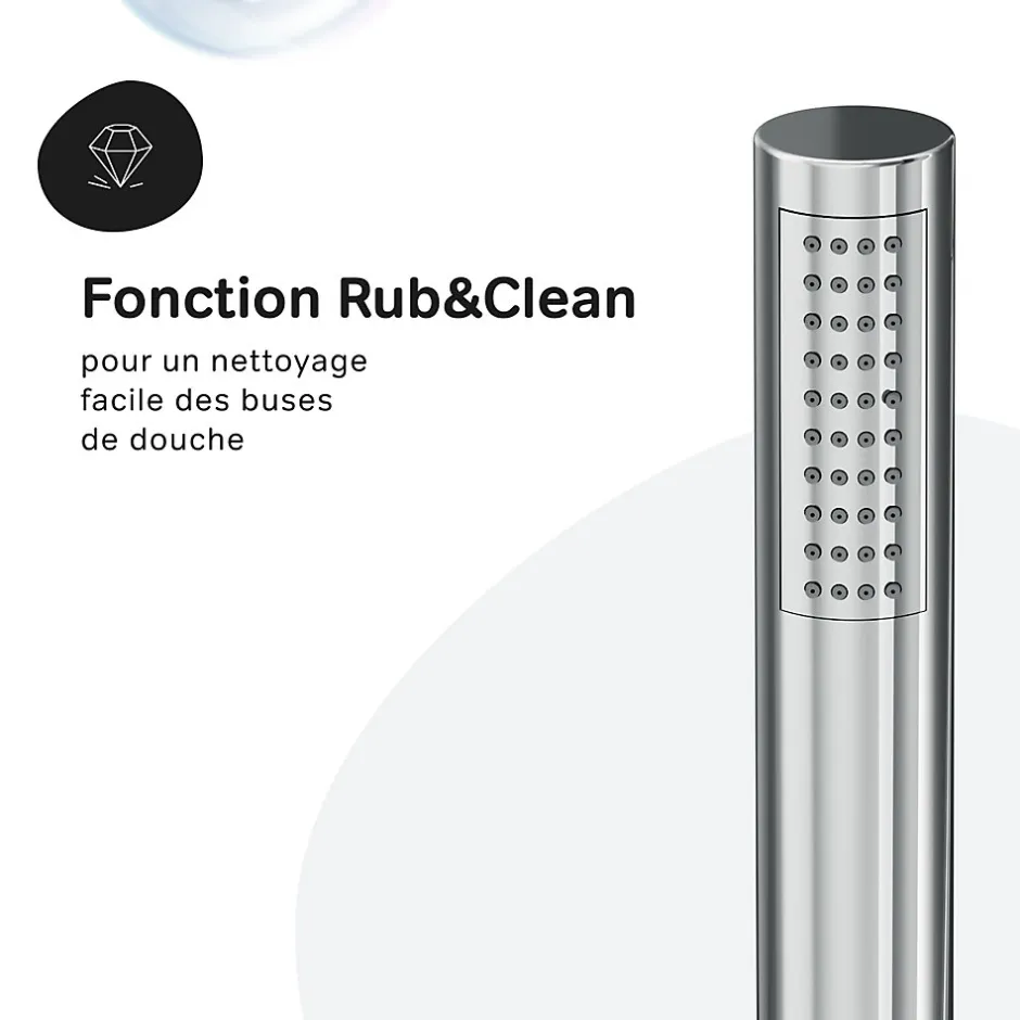 Am.Pm Europe Colonne de douche baignoire sans robinet, Système de douche, Barre de douche Chromé, Spike F07PA000 AM PM