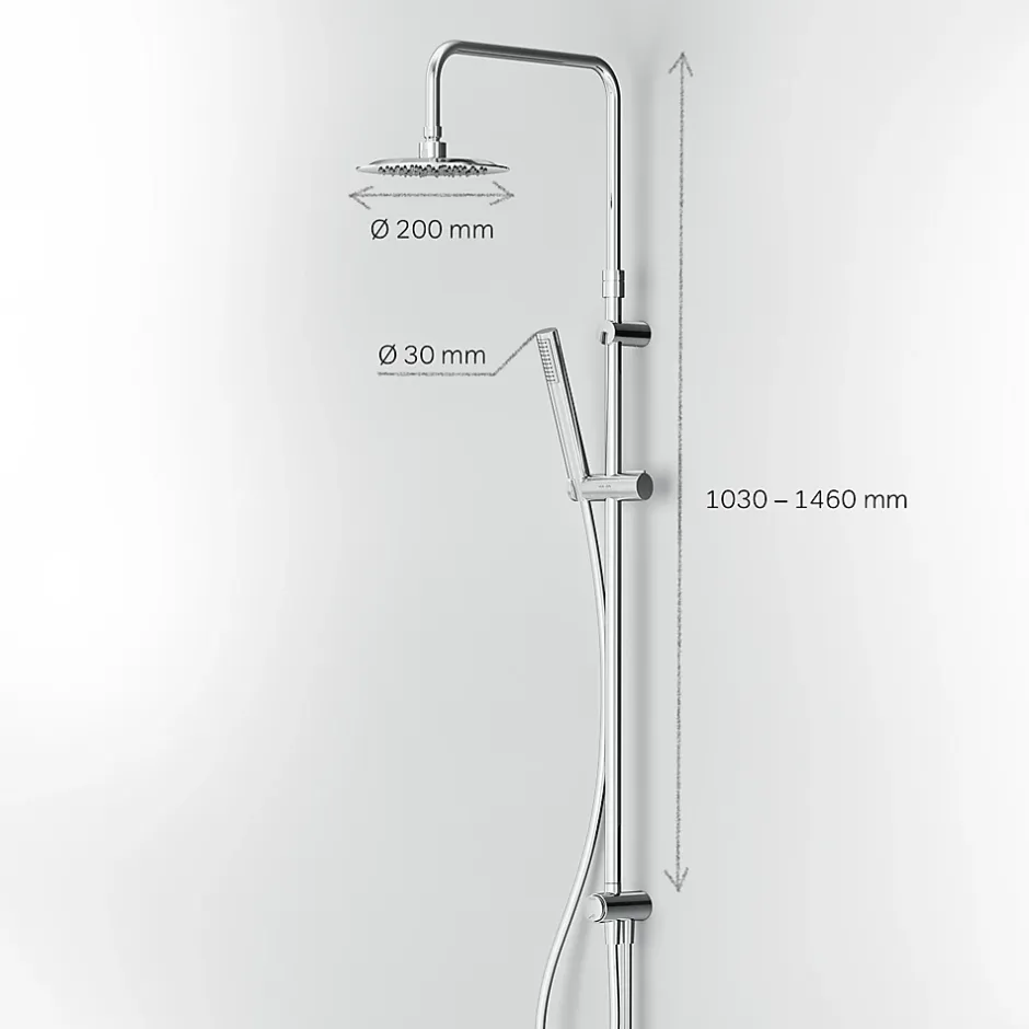 Am.Pm Europe Colonne de douche baignoire sans robinet, Système de douche, Barre de douche Chromé, Spike F07PA000 AM PM