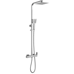 Kibath Colonne de douche carrée EXTRA FLAT, 73-122 cm, finition chrome poli, en laiton