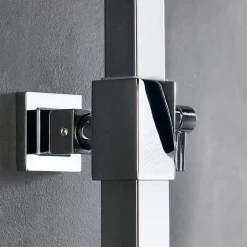 Kibath Colonne de douche carrée EXTRA FLAT, 73-122 cm, finition chrome poli, en laiton