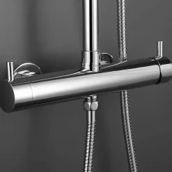 Kibath Colonne de douche carrée extra-longue VERARA, 100-150 cm, finition chrome poli, en laiton* Colonne De Douche Mécanique