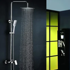 Kibath Colonne de douche carrée extra-longue DUA, 100-150 cm, finition chrome poli, en laiton* Colonne De Douche Mécanique