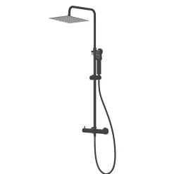 Kibath Colonne de douche carrée monocommande GUN METAL finition graphite/anthracite mat en laiton