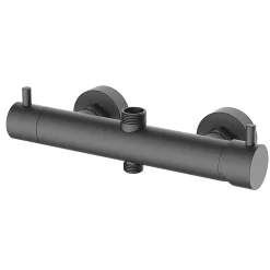 Kibath Colonne de douche carrée monocommande GUN METAL finition graphite/anthracite mat en laiton