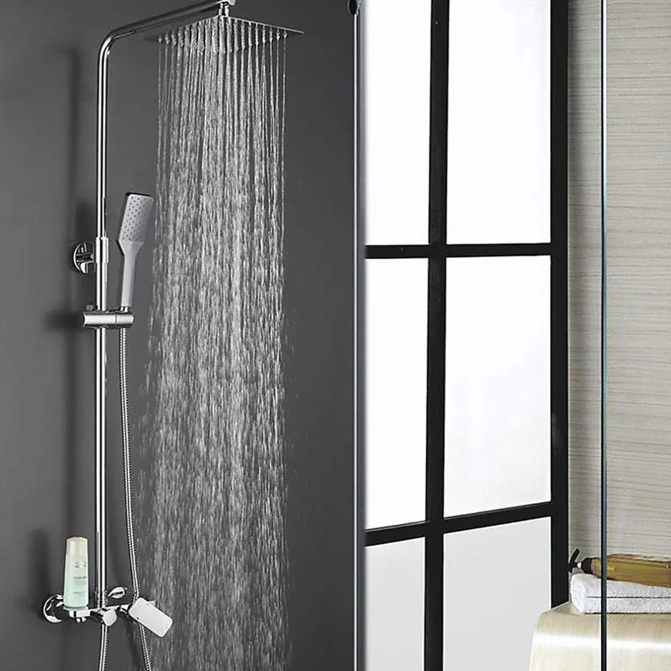 Kibath Colonne de douche carrée monocommande DUA, 79-125 cm, finition chrome poli, en laiton* Colonne De Douche Mécanique