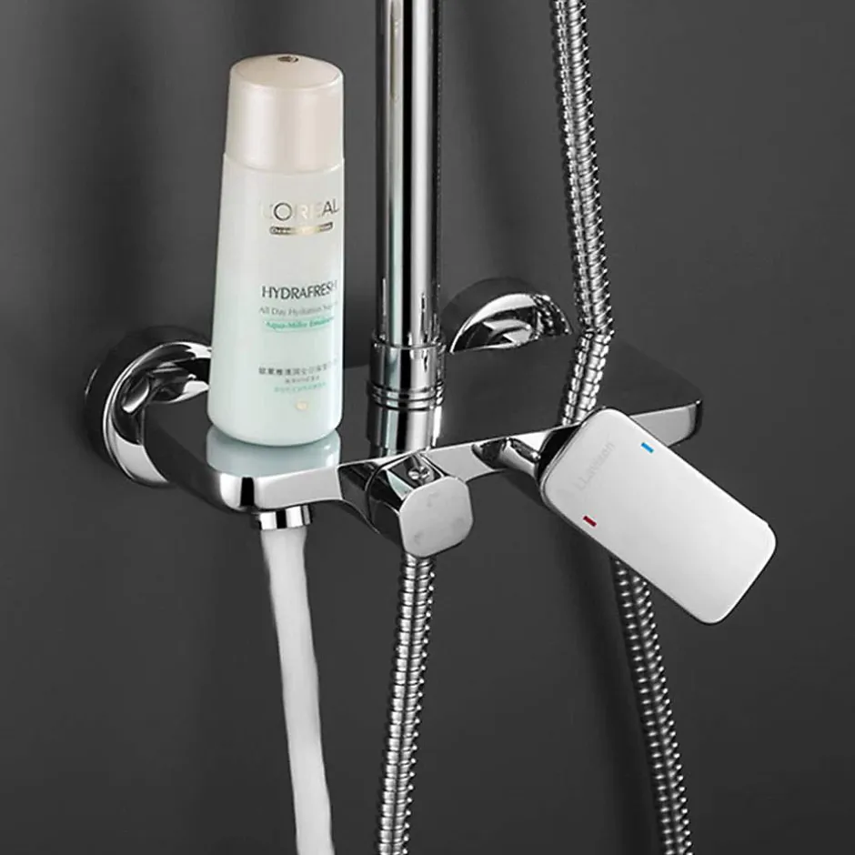 Kibath Colonne de douche carrée monocommande DUA, 79-125 cm, finition chrome poli, en laiton* Colonne De Douche Mécanique