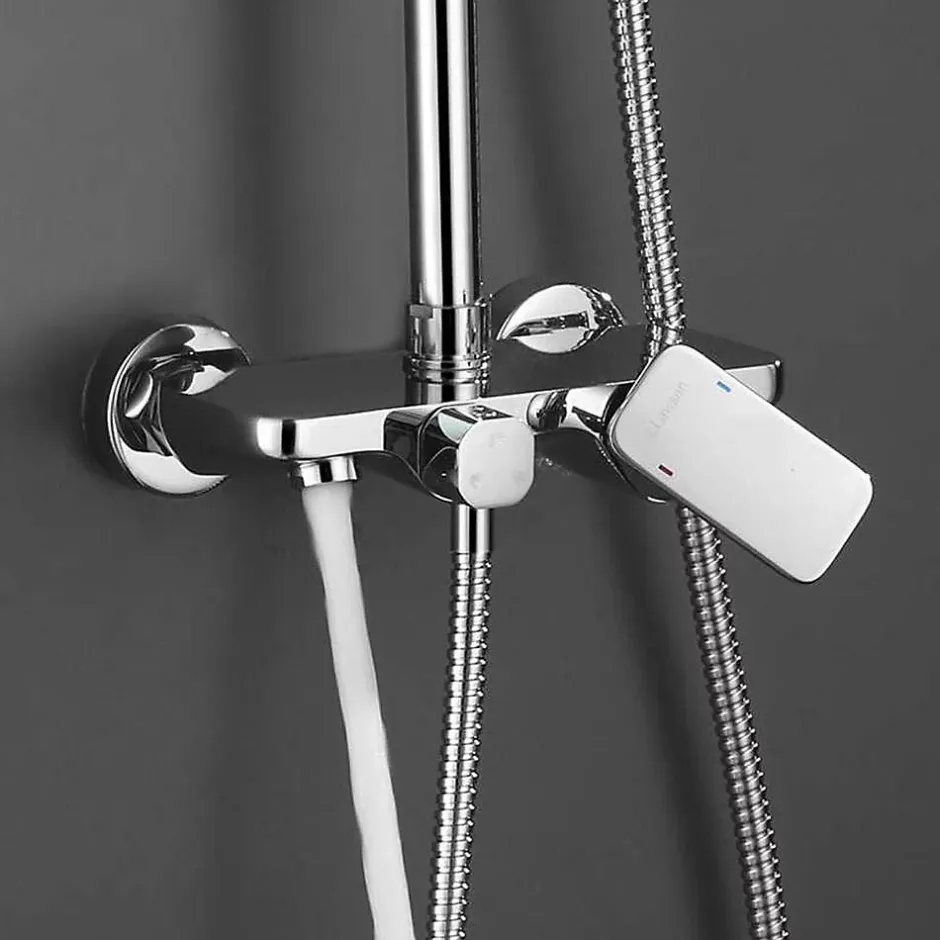 Kibath Colonne de douche carrée monocommande DUA, 79-125 cm, finition chrome poli, en laiton* Colonne De Douche Mécanique