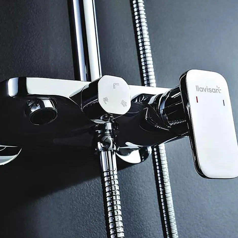 Kibath Colonne de douche carrée monocommande DUA, 79-125 cm, finition chrome poli, en laiton* Colonne De Douche Mécanique