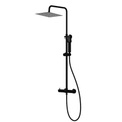 Kibath Colonne de douche carrée monocommande TOR avec finition NOIR mat en laiton