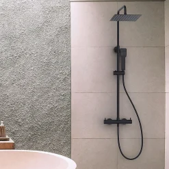 Kibath Colonne de douche carrée monocommande TOR avec finition NOIR mat en laiton
