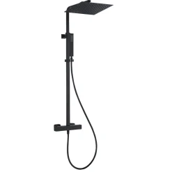 Essebagno Colonne de douche carrée thermostatique noire Square II