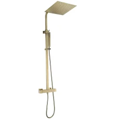 Essebagno Colonne de douche carrée thermostatique or brossé Square II