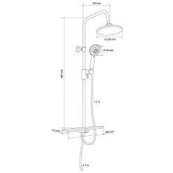 Bain-Bain Colonne de douche Chrome Avec Tablette KIRA -