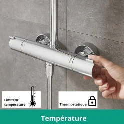 Hansgrohe Colonne de douche Crometta E 240 EcoSmart avec mitigeur thermostatique 27281000* Colonne De Douche Thermostatique