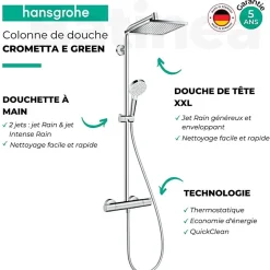 Hansgrohe Colonne de douche Crometta E 240 EcoSmart avec mitigeur thermostatique 27281000* Colonne De Douche Thermostatique