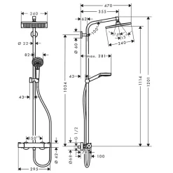 Hansgrohe Colonne de douche Crometta E 240 EcoSmart avec mitigeur thermostatique 27281000* Colonne De Douche Thermostatique