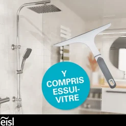 Eisl Colonne de douche EASY DELUXE chromé avec pommeau de douche effet pluie - raclette incluse* Colonne De Douche Thermostatique