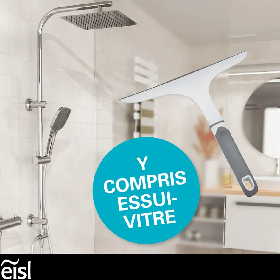 Eisl Colonne de douche EASY DELUXE chromé avec pommeau de douche effet pluie - raclette incluse* Colonne De Douche Thermostatique