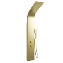 Aurlane Colonne de douche Effet Pluie - 140x20cm - Acier inoxydable Or brossé