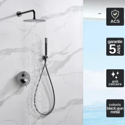 Imex Colonne de Douche Encastrée Anti-Calcaire Black Gun Métal MONZA GPM039/BGM