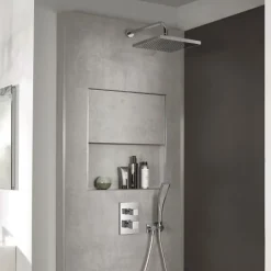 Jacob Delafon Colonne de douche encastrée thermostatique Modulo tête carrée + nettoyant