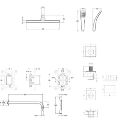 Jacob Delafon Colonne de douche encastrée thermostatique Modulo tête carrée + nettoyant