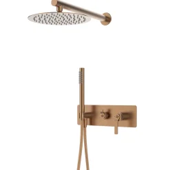 Essebagno Colonne de douche encastrée mécanique cuivre brossé Molette* Colonne De Douche Encastrable